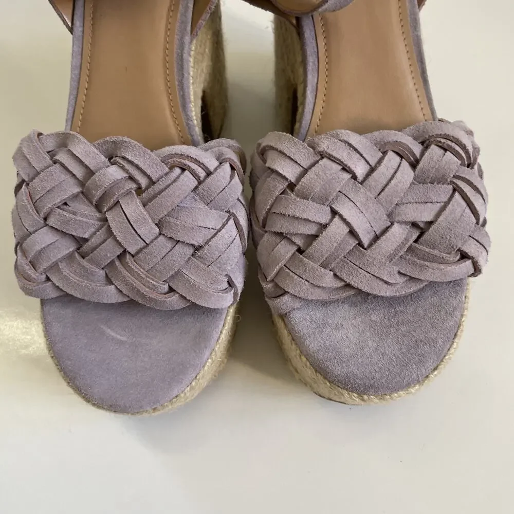 Marc Fisher ODILIA ESPADRILLE PLATFORM SANDAL Size 8 Lavender Purple Jute Heel